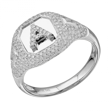 Pavé Initial Signet Ring