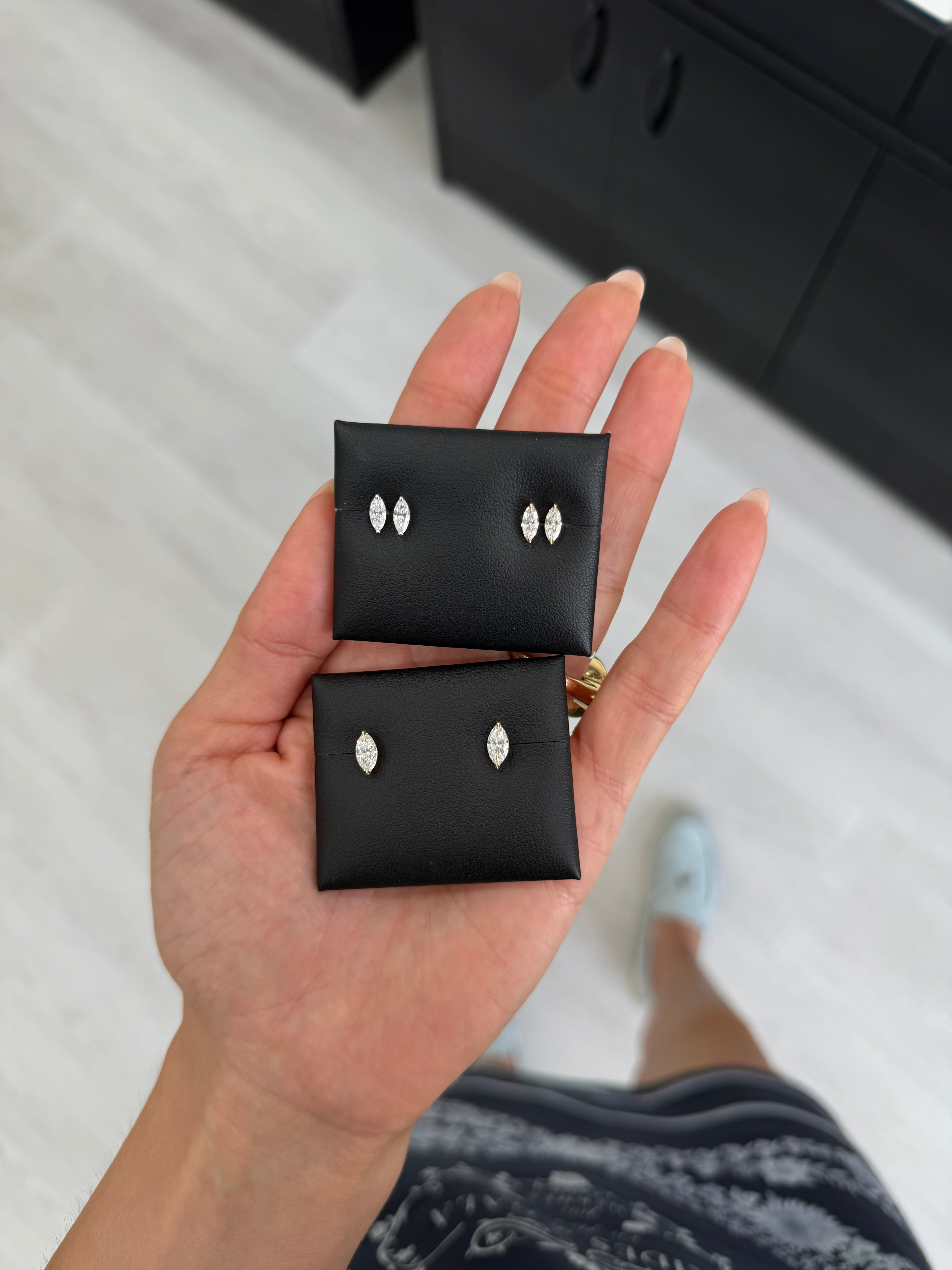 Lab Marquise Diamond Studs