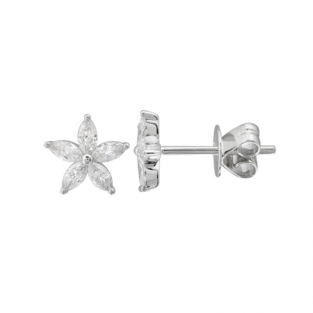 Marquise Diamond Flower Stud
