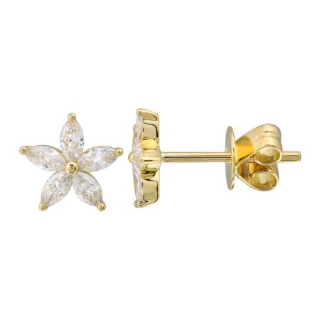 Marquise Diamond Flower Stud