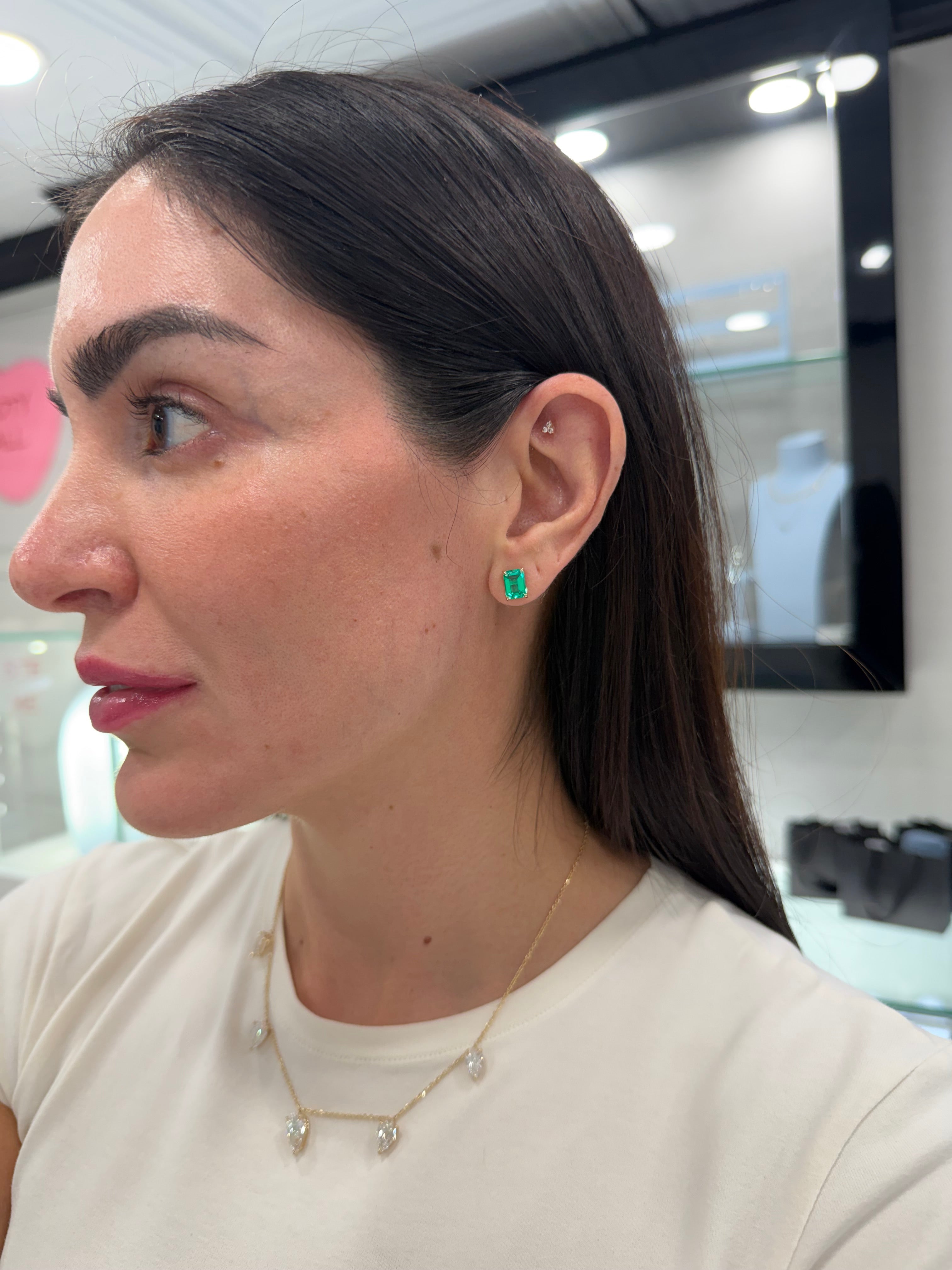 Lab Emerald Studs