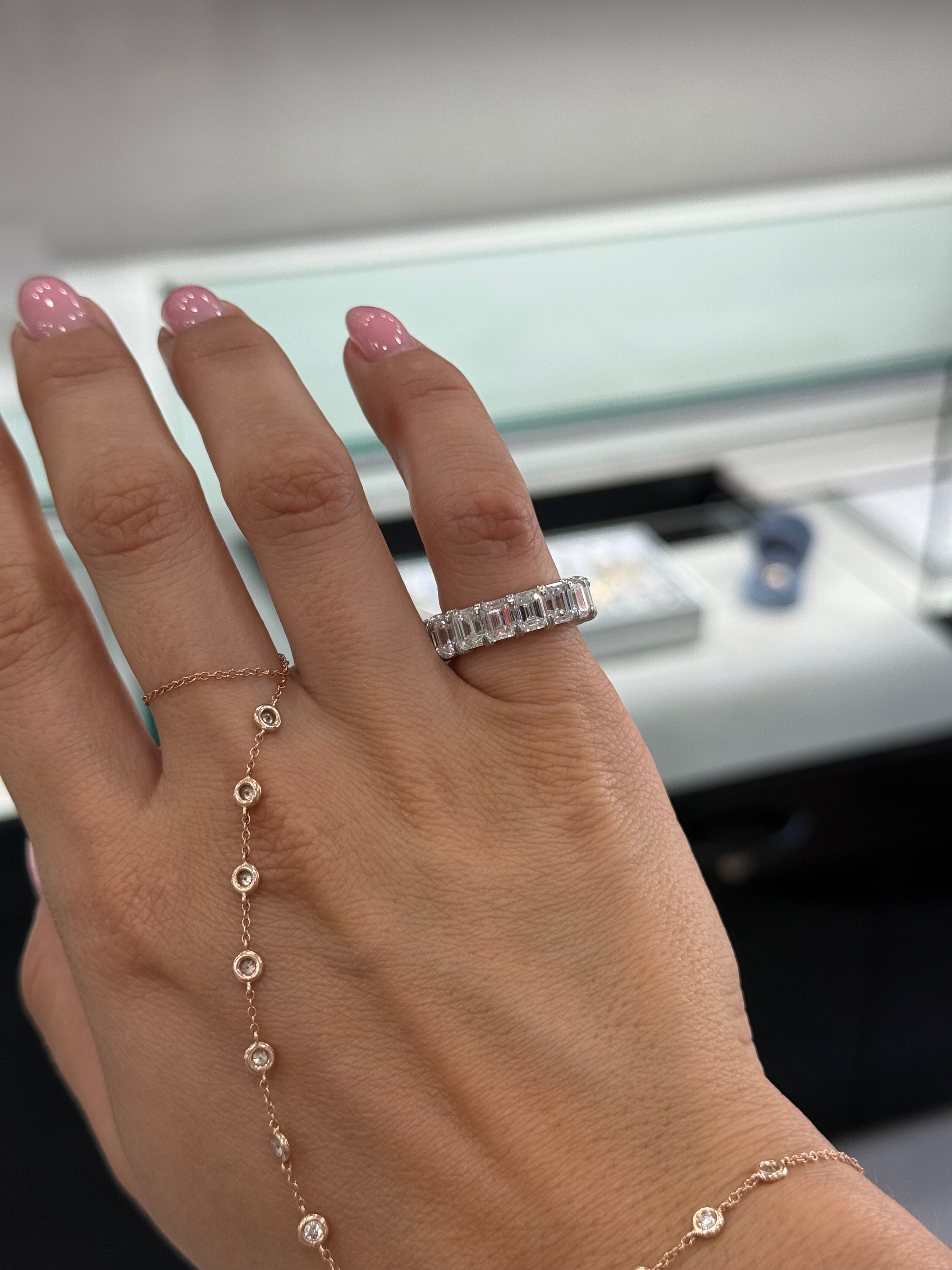 XL Emerald Diamond Eternity Band