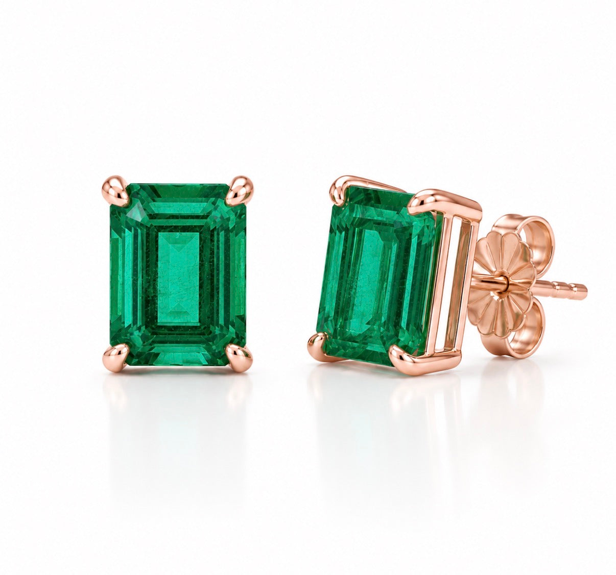 Lab Emerald Studs