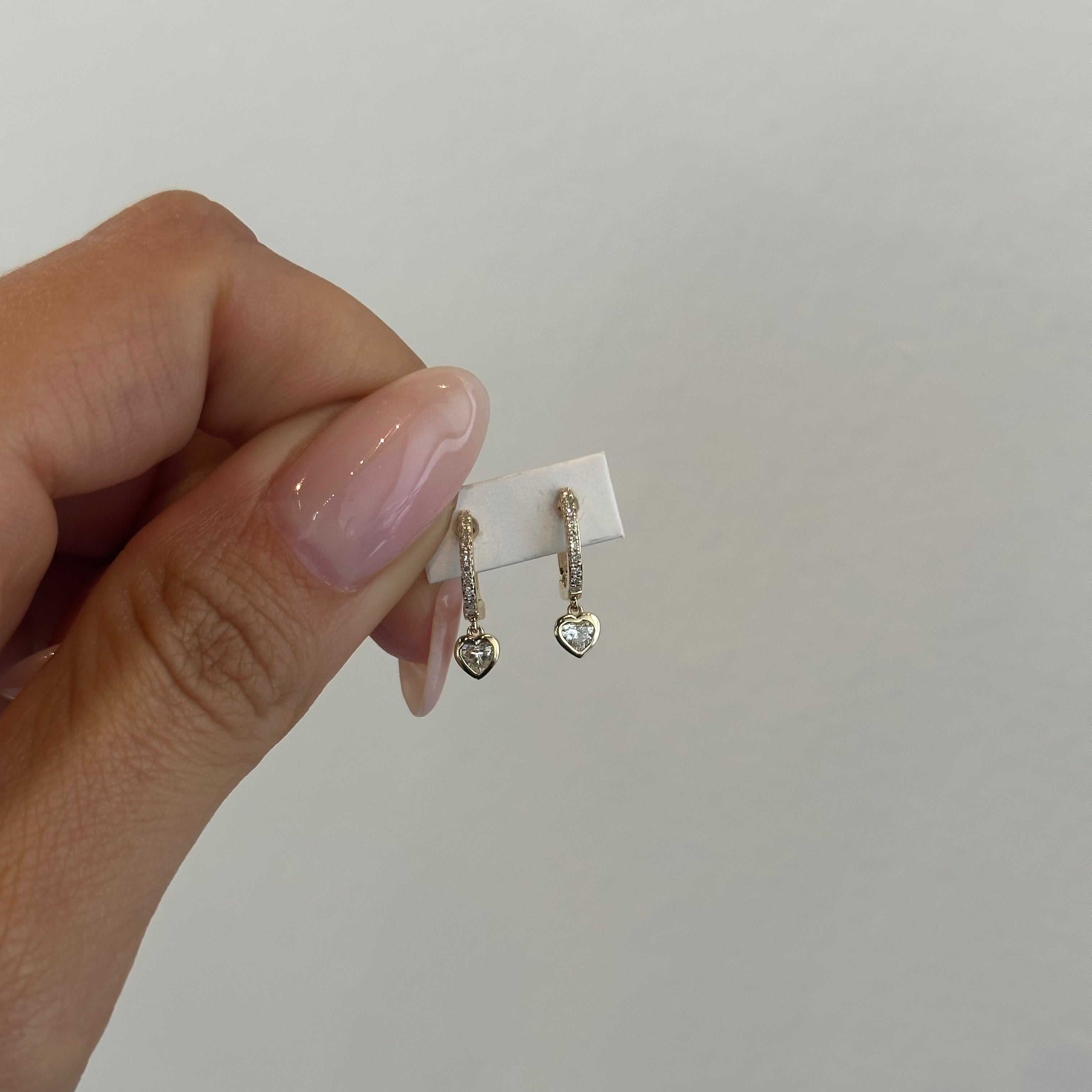 Bezeled Heart Drop Huggie