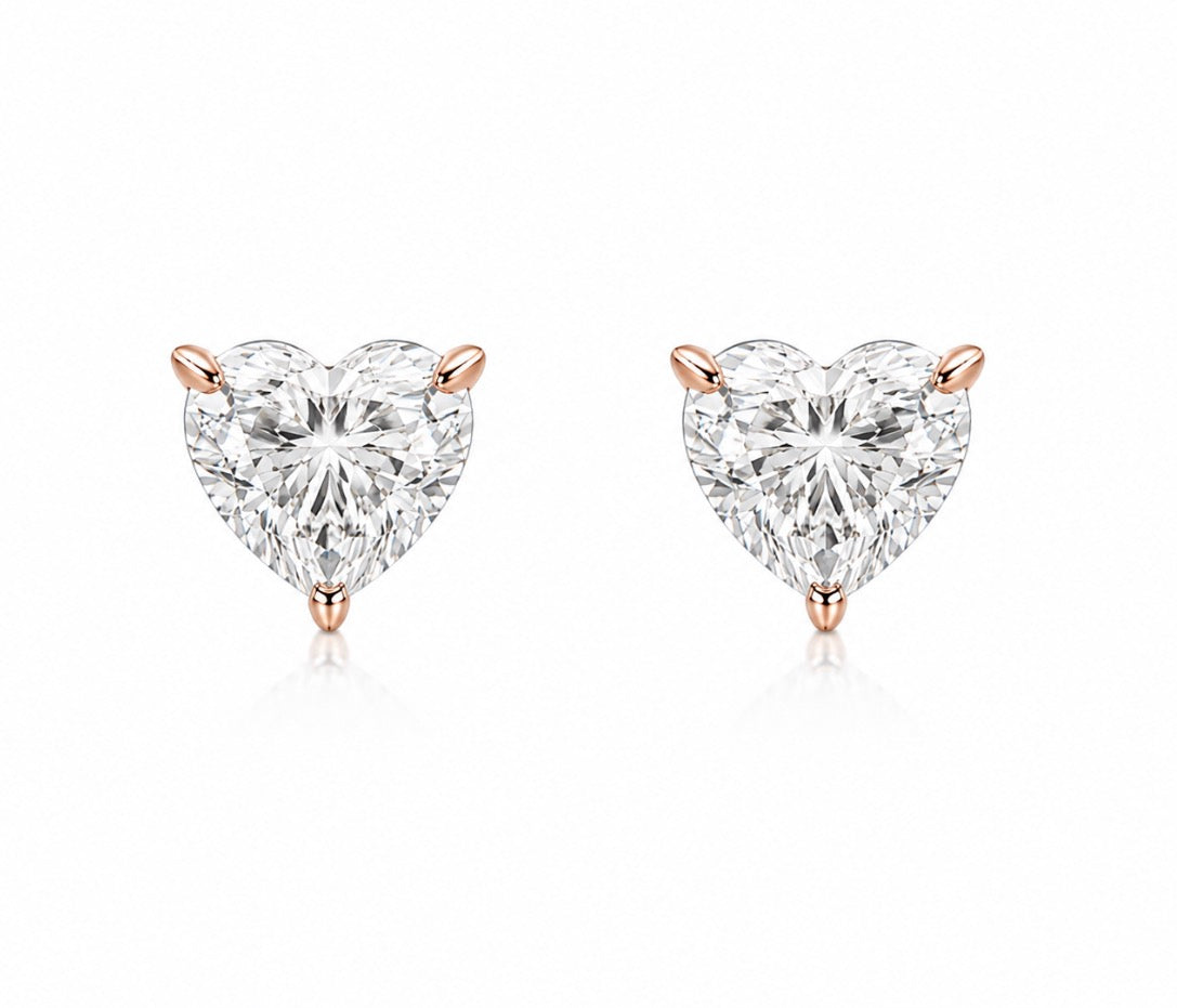 2ct Heart Studs
