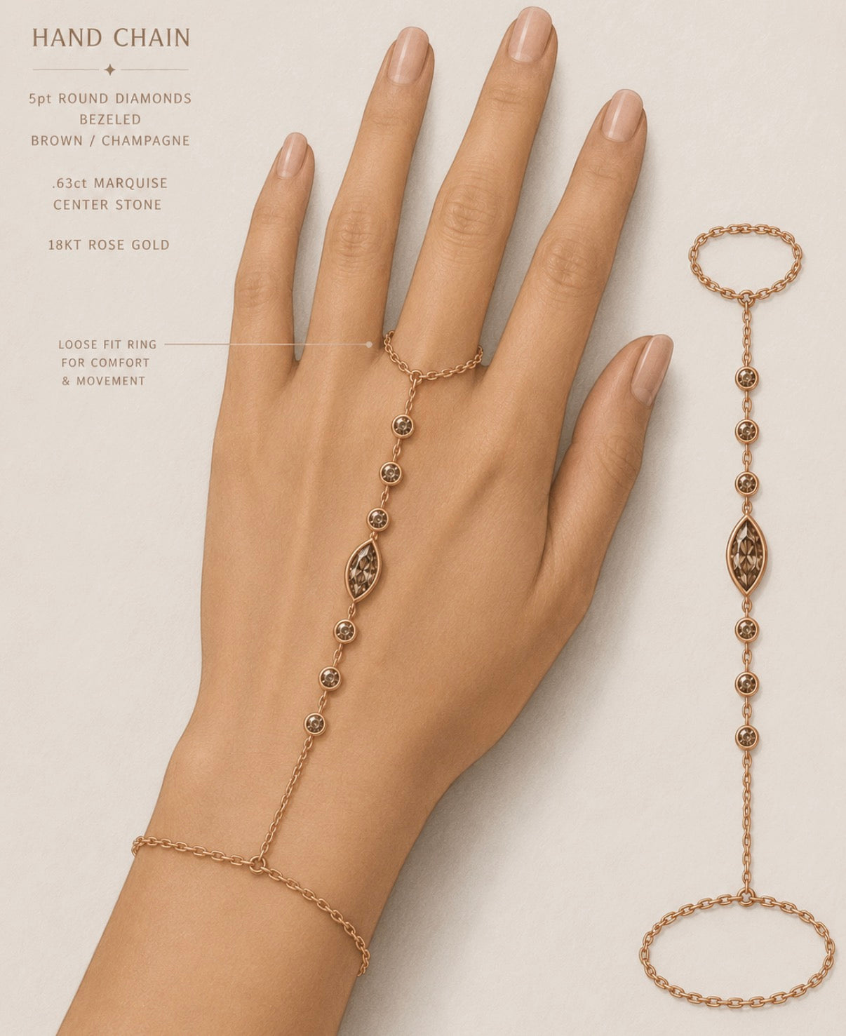 Brown diamond hand chain