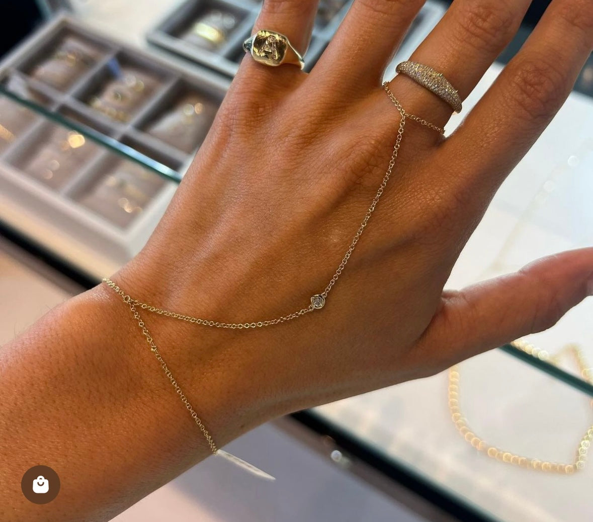 Single Diamond Bezel Hand Chain
