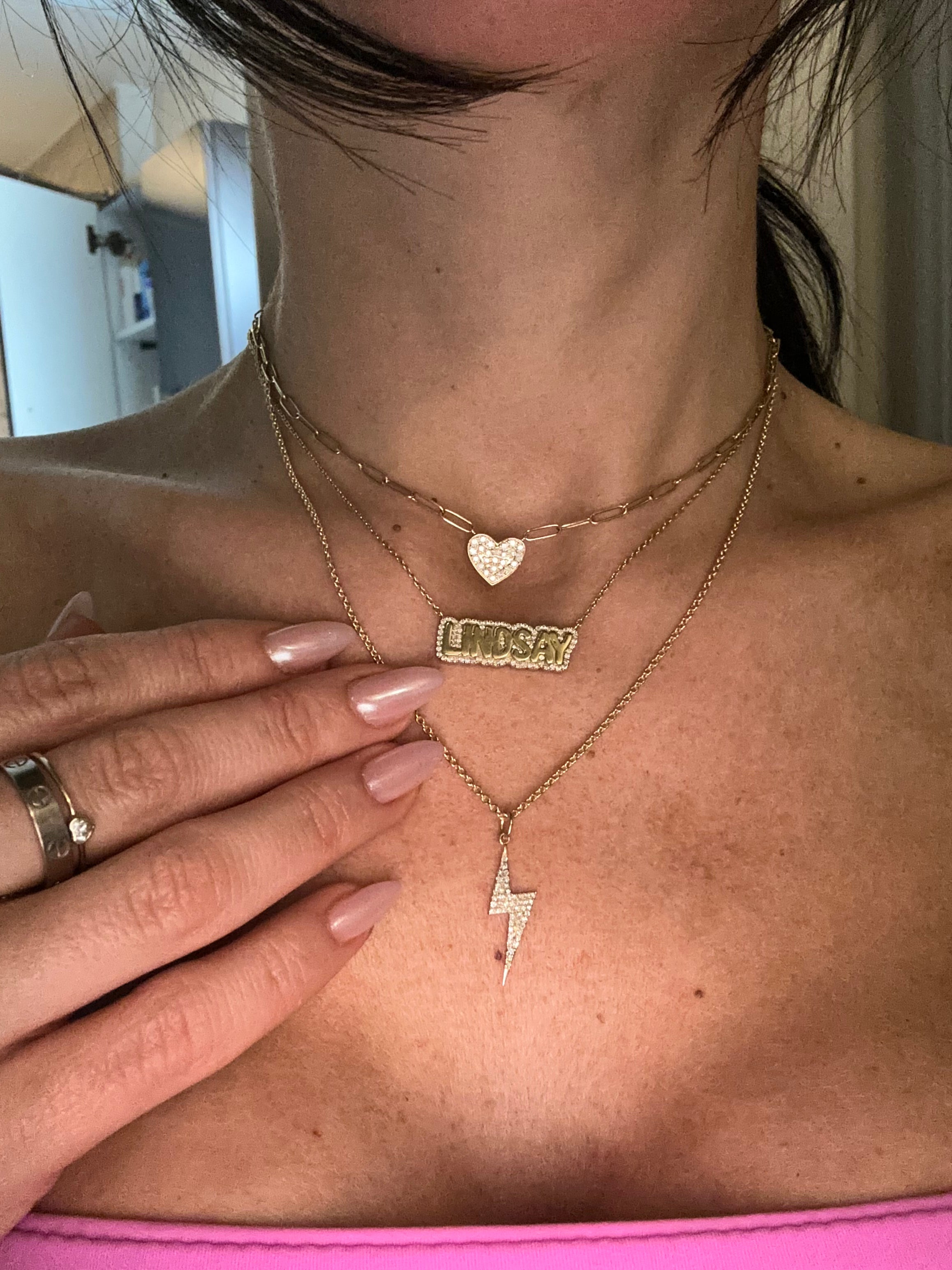 Paperclip Diamond Heart Necklace