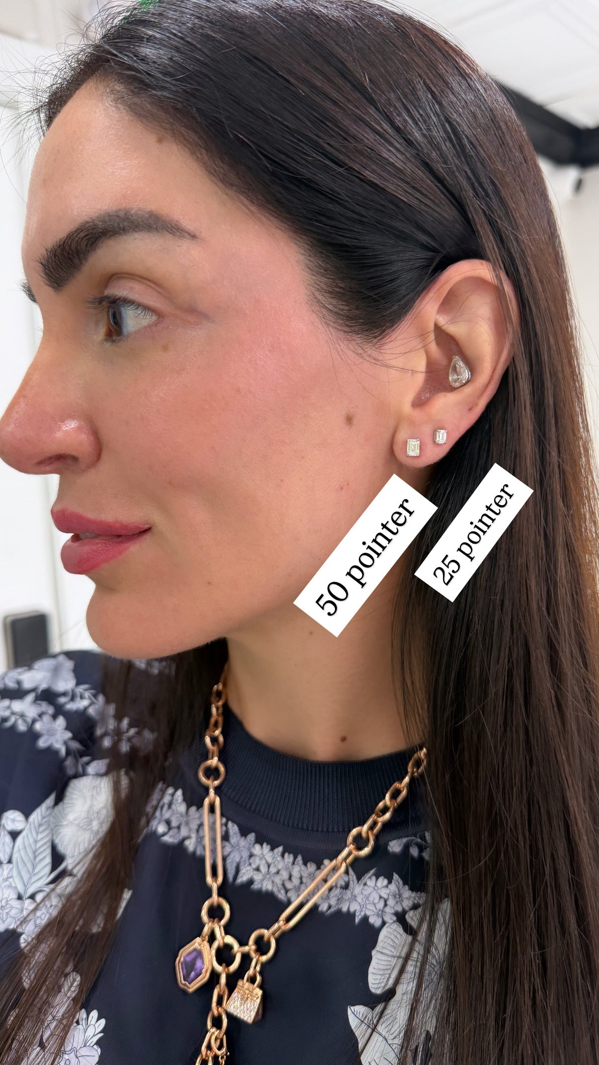 Lab Emerald Diamond Studs
