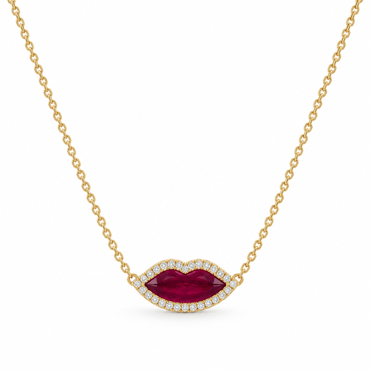 Chunky Ruby Lips Necklace