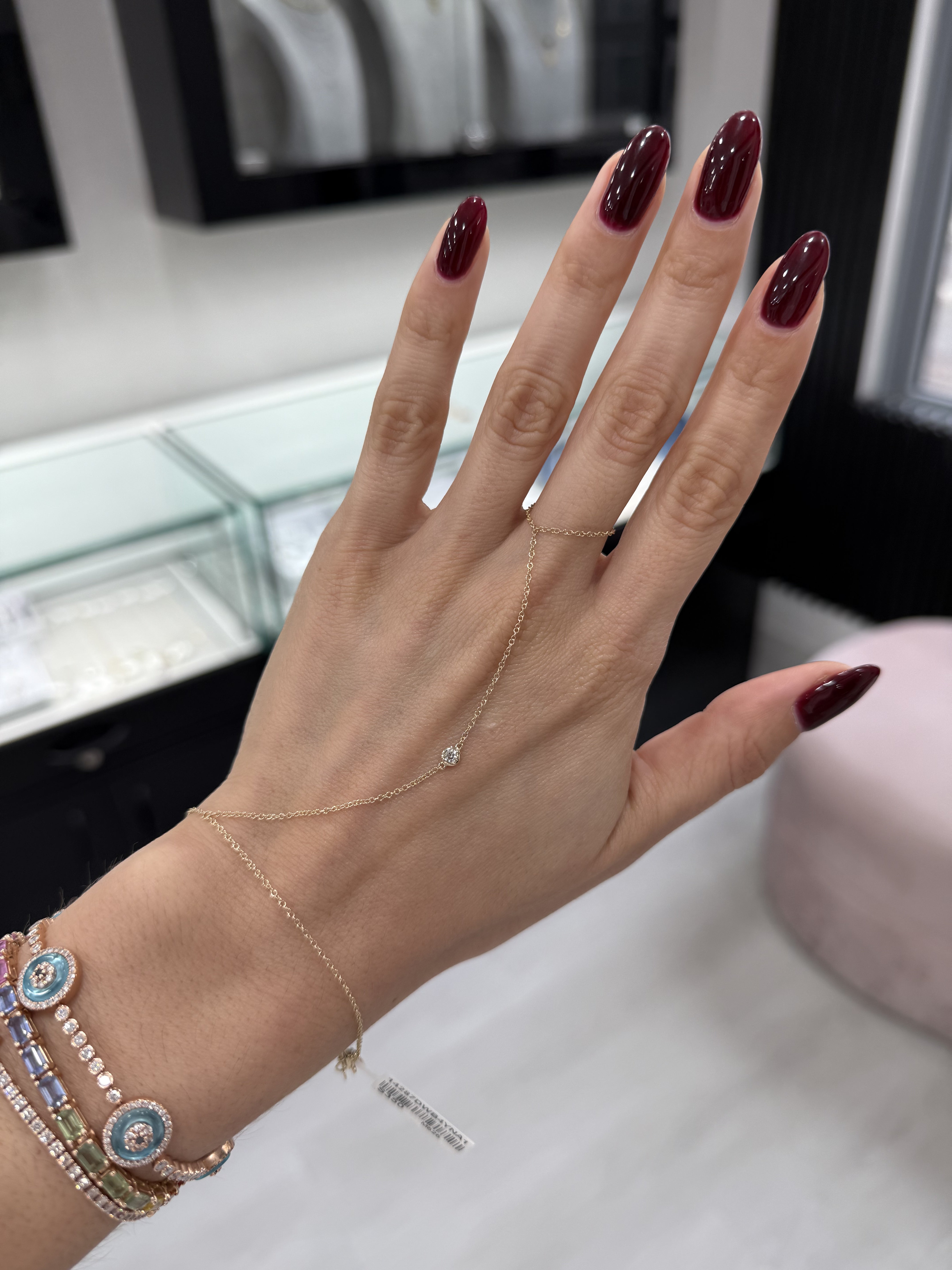 Single Diamond Bezel Hand Chain