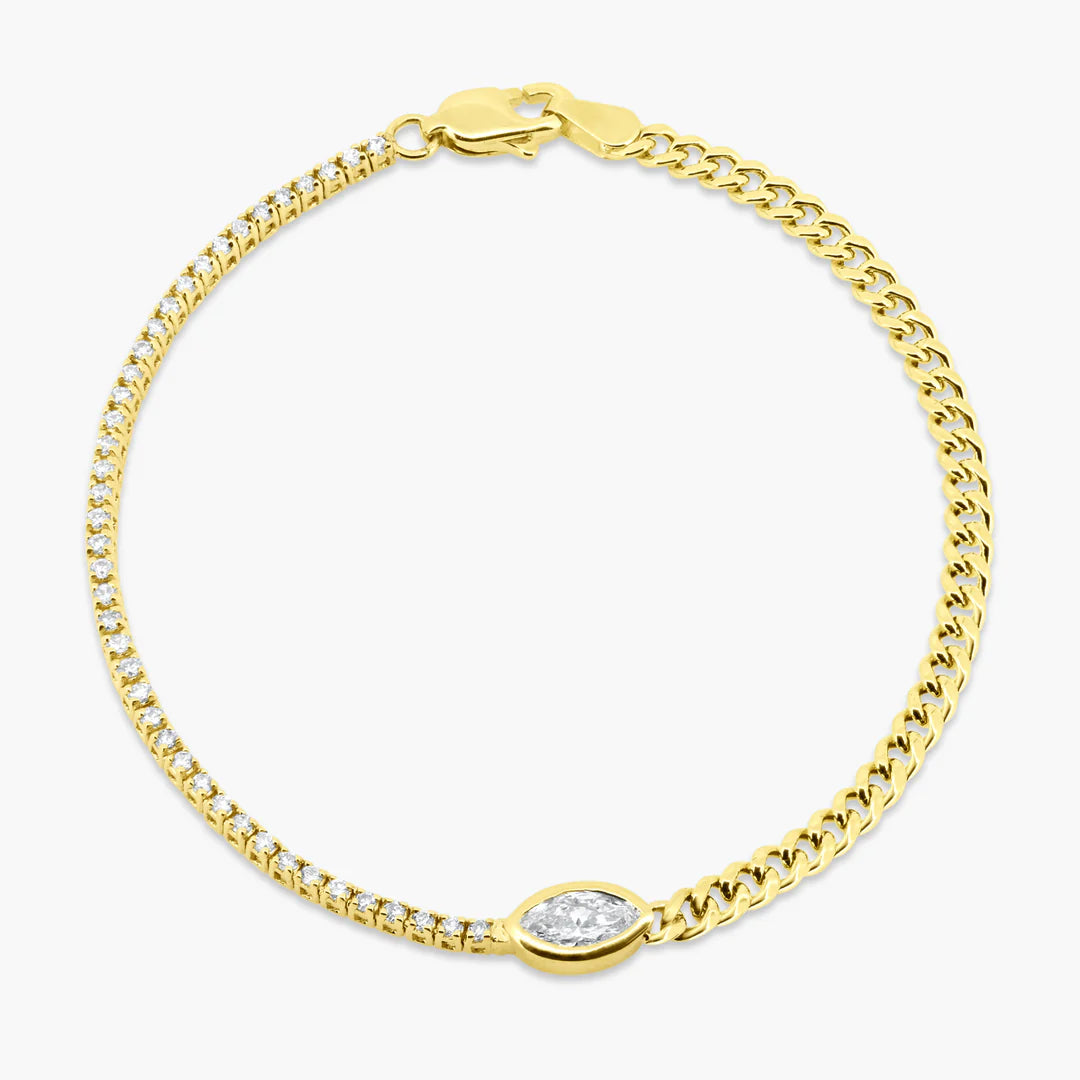 Half Cuban Half Tennis + Bezel Diamond