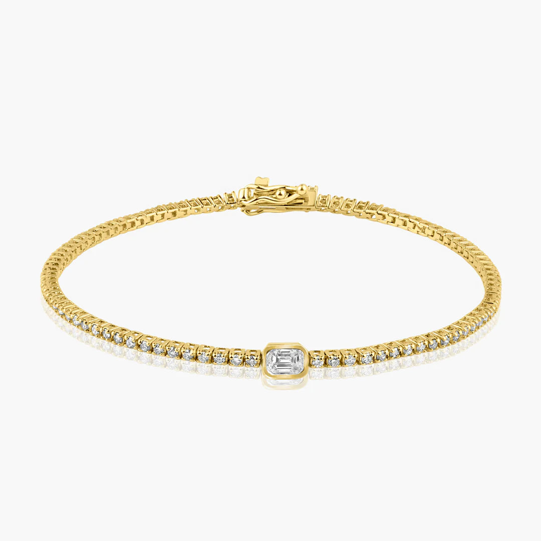 Bezeled Center Diamond Tennis Bracelet