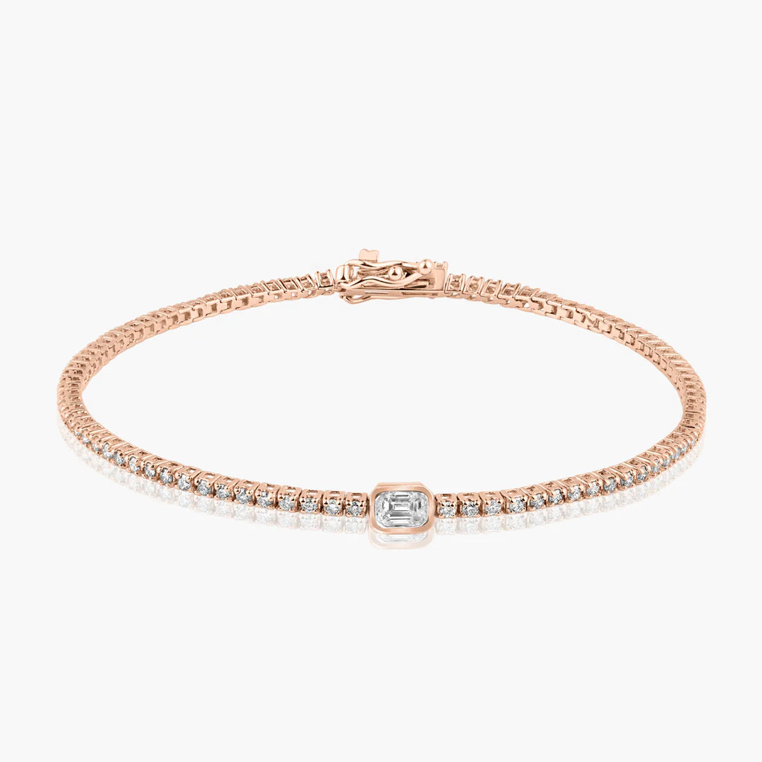 Bezeled Center Diamond Tennis Bracelet
