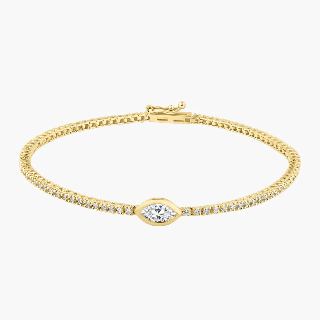 Bezeled Center Diamond Tennis Bracelet