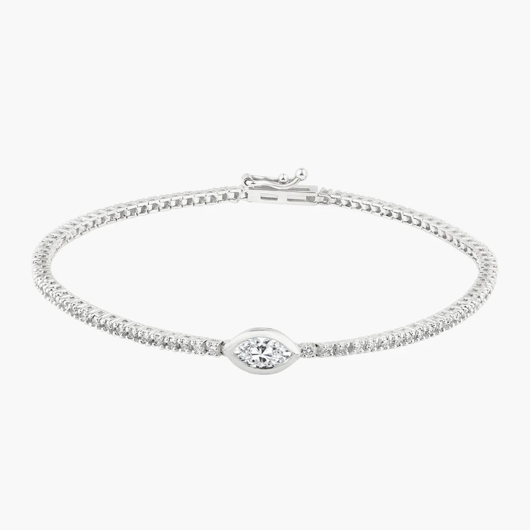 Bezeled Center Diamond Tennis Bracelet