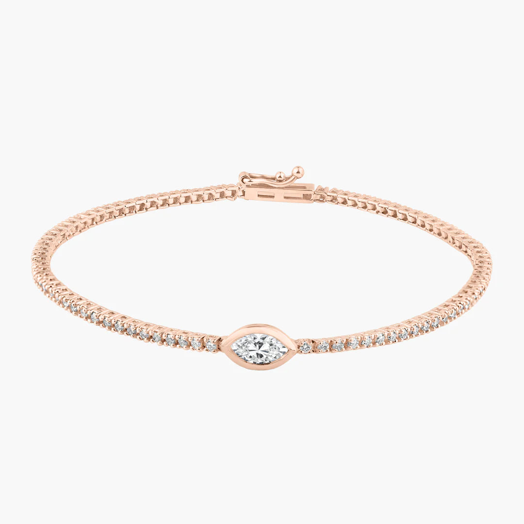 Bezeled Center Diamond Tennis Bracelet