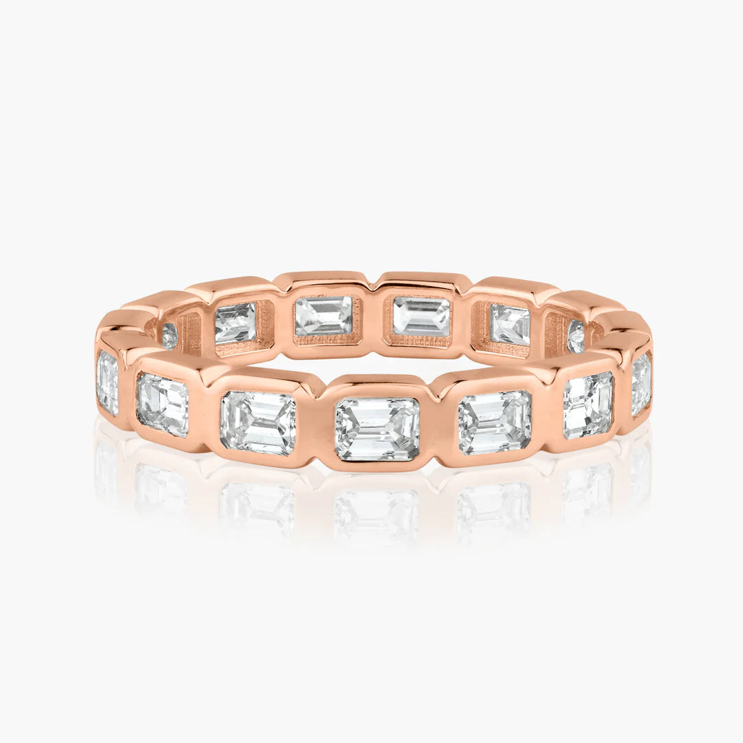 Emerald Bezel Eternity Band (East to West)