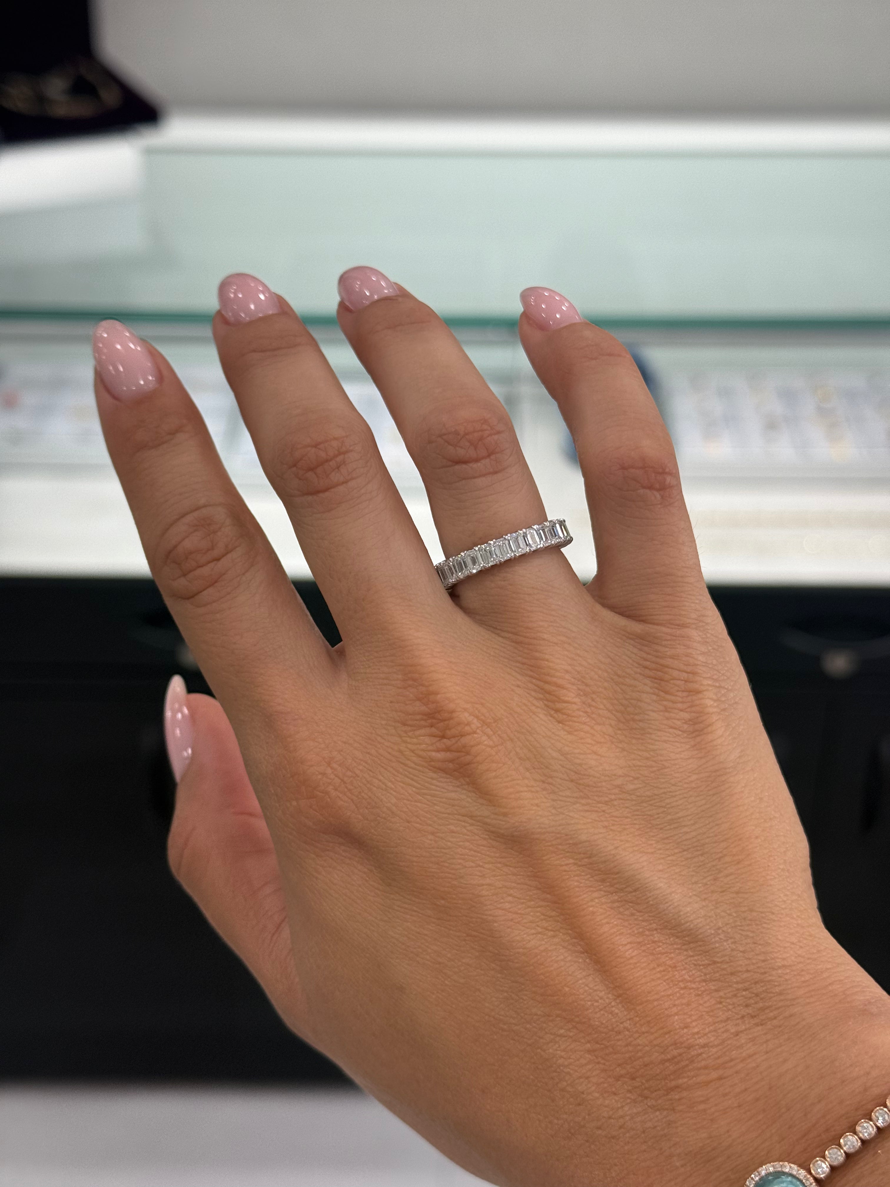 Small Emerald Diamond Eternity Band