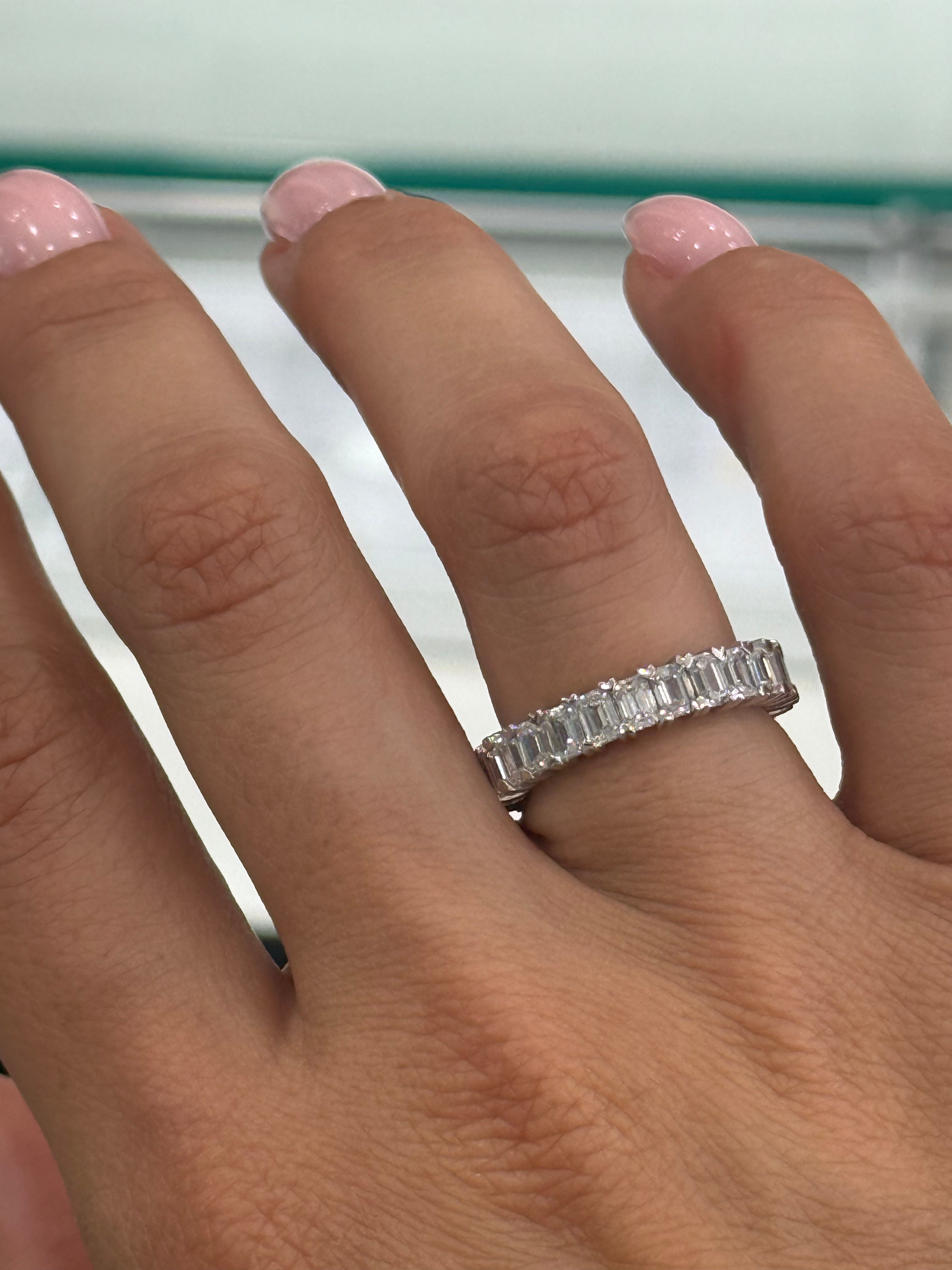 Heart Prong Emerald Diamond Eternity Band