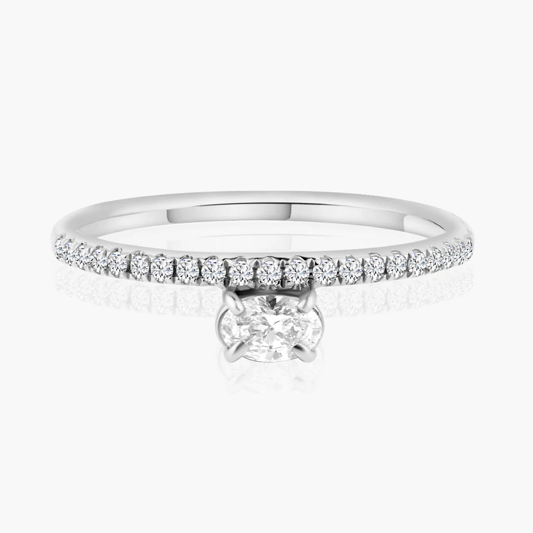 Pavé Band + Floating Diamond Ring