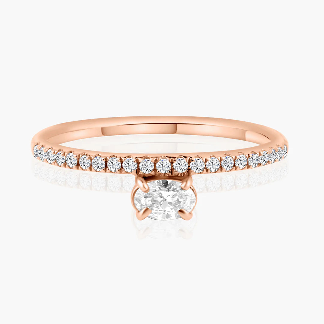 Pavé Band + Floating Diamond Ring