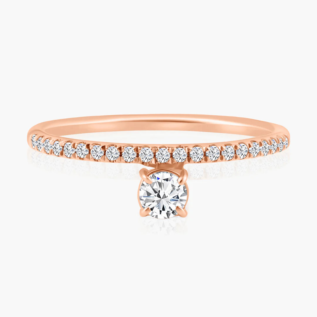 Pavé Band + Floating Diamond Ring