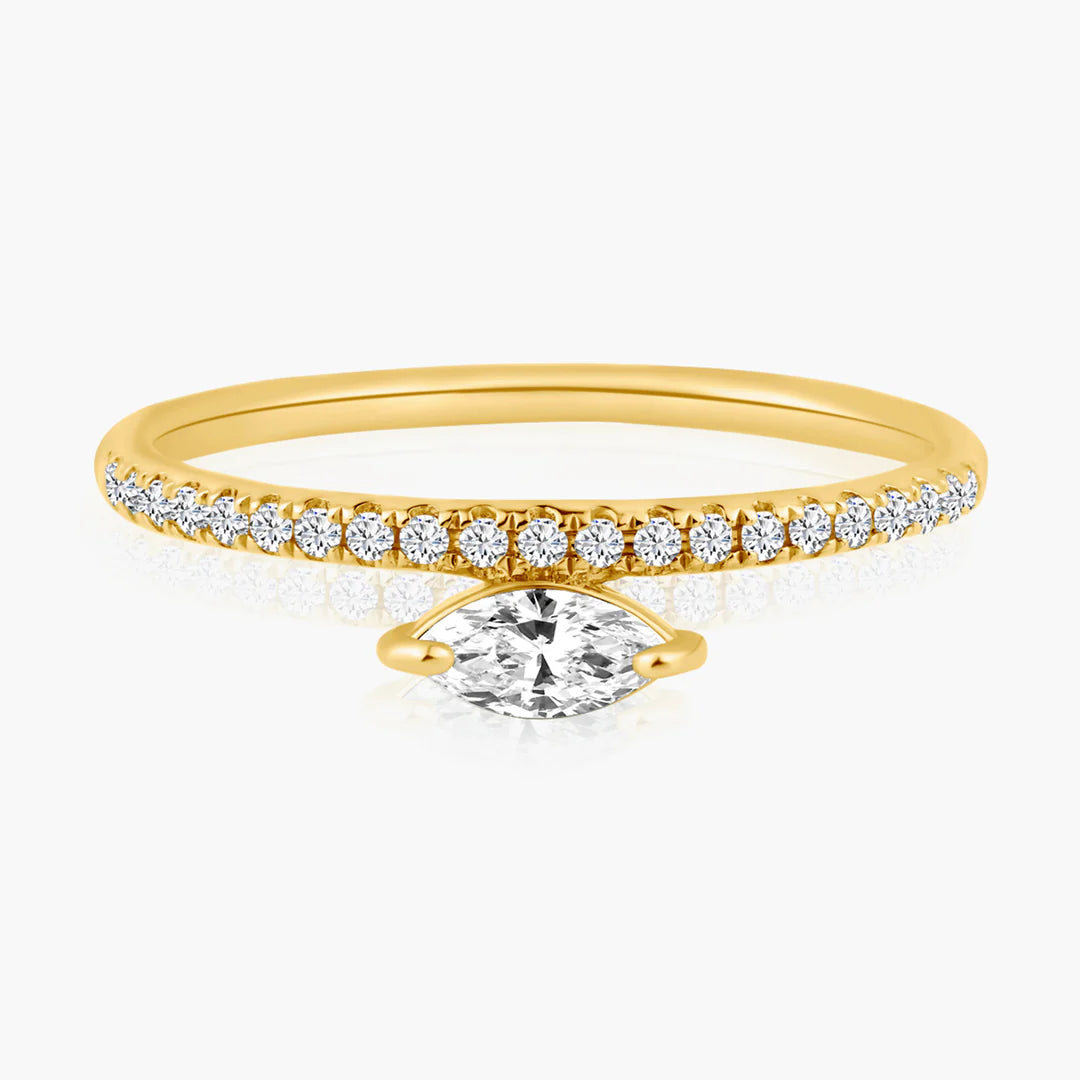Pavé Band + Floating Diamond Ring