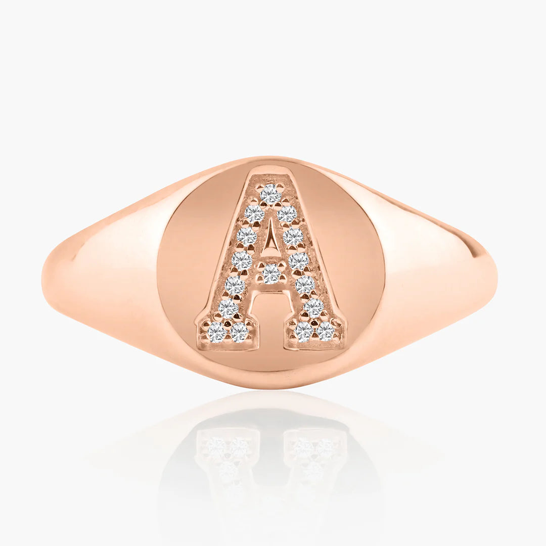 Round Initial Signet Ring