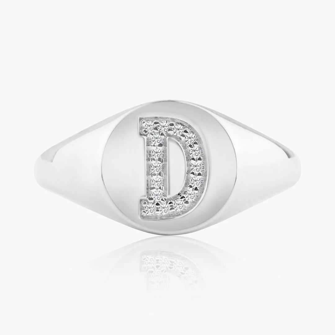 Round Initial Signet Ring