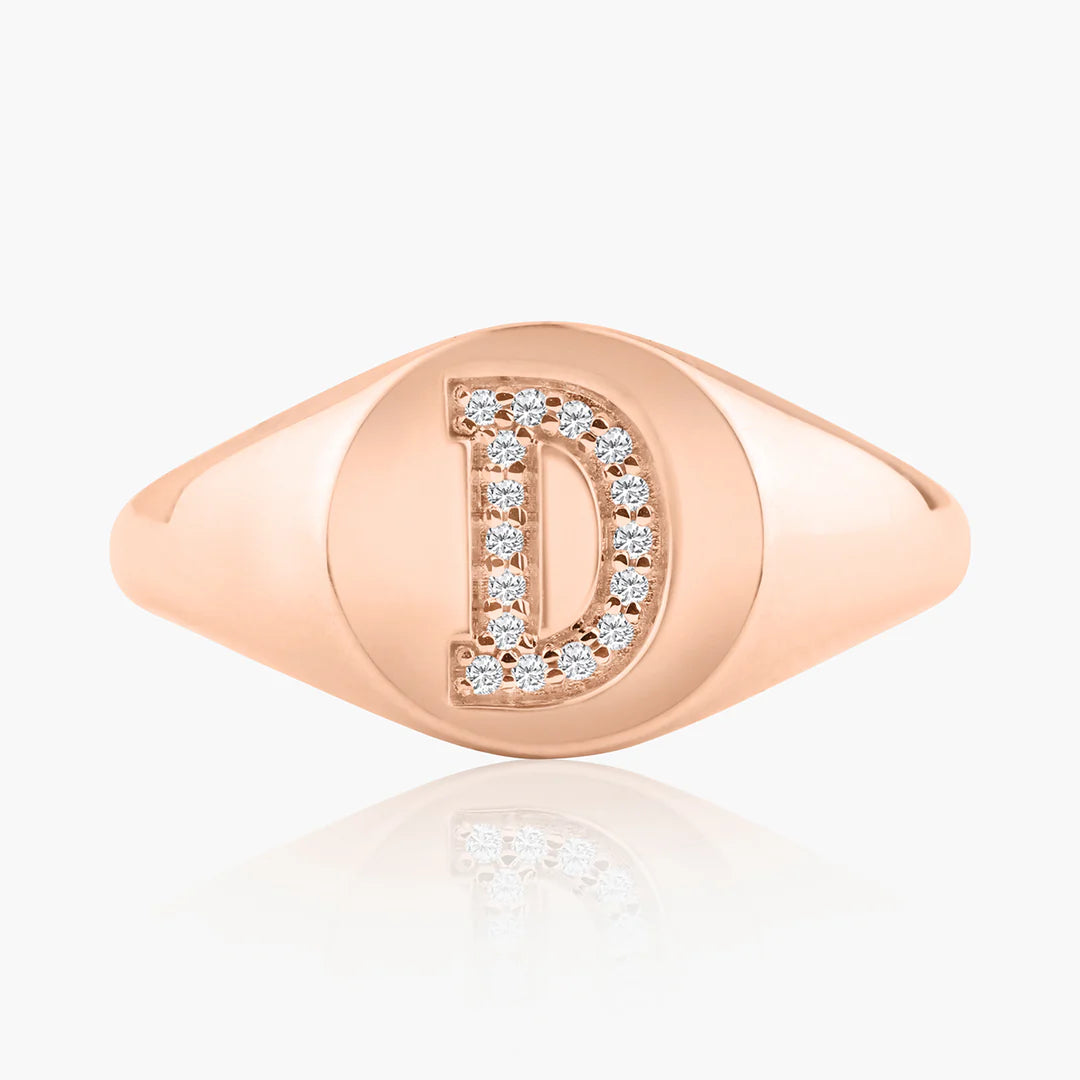 Round Initial Signet Ring