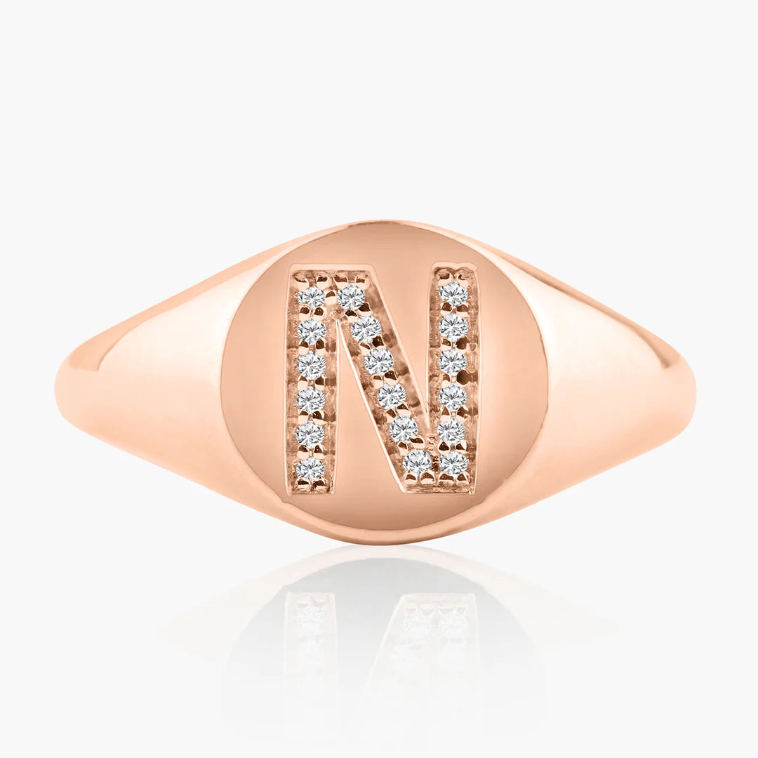 Round Initial Signet Ring