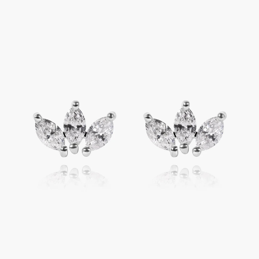 Triple Slant Marquise Stud