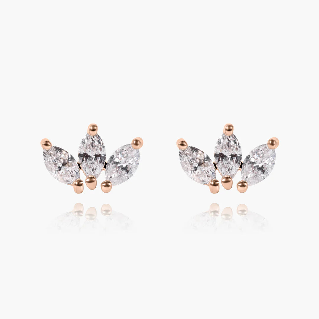 Triple Slant Marquise Stud