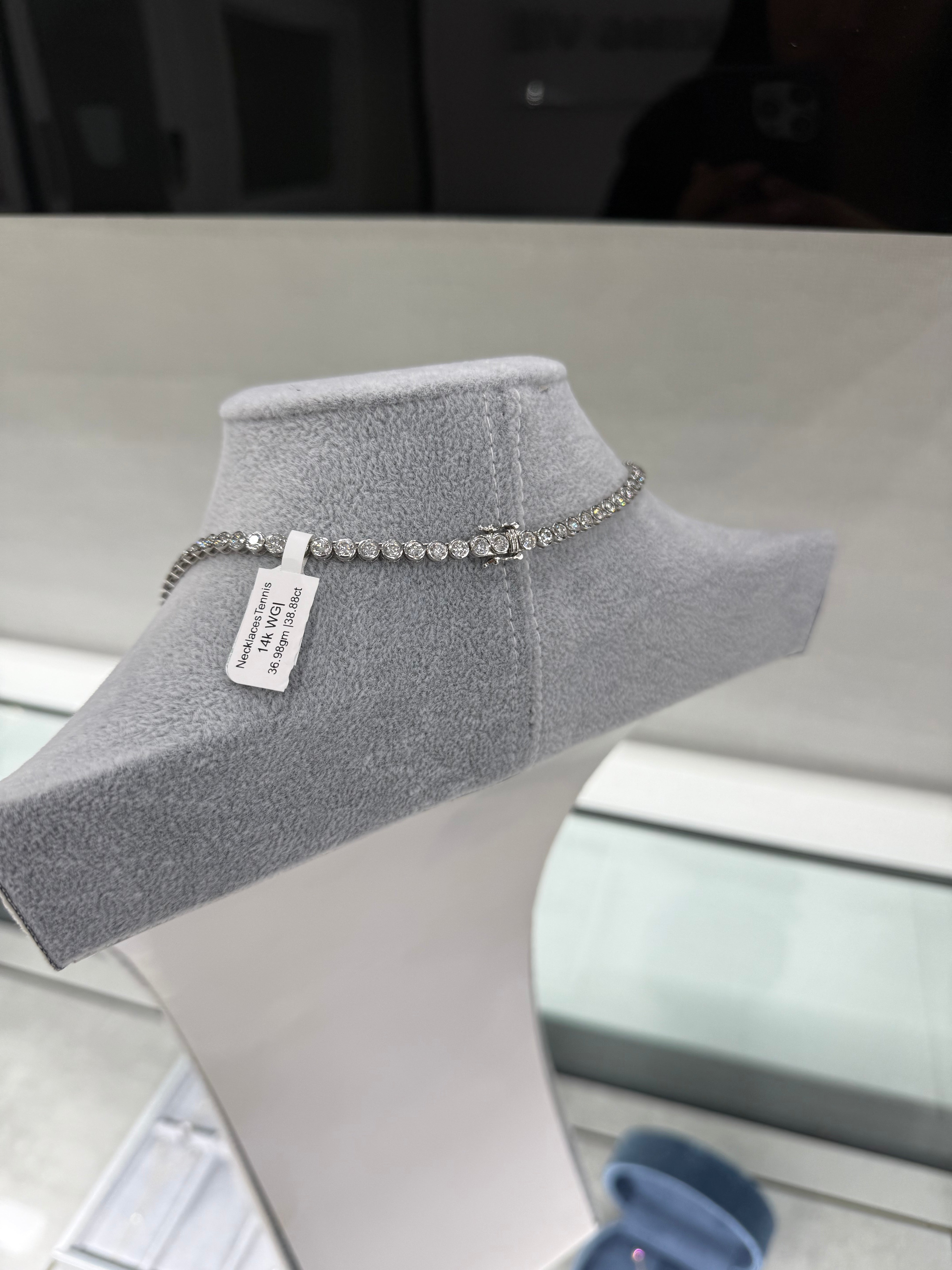 Lab Bezeled Riviera Tennis Necklace