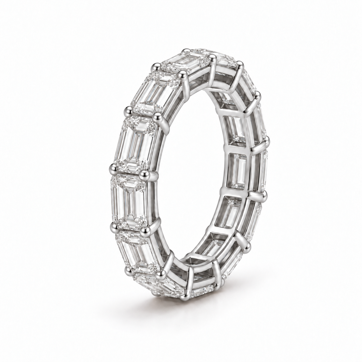 East To West Emerald Cut Eternity