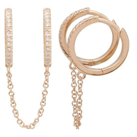 Chained Pavé Huggies
