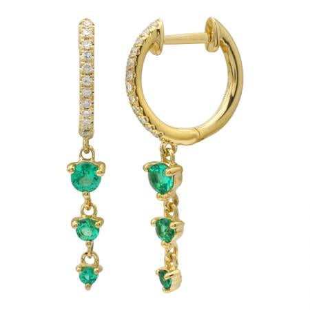 Mini Gemstone 3 Drop Huggie