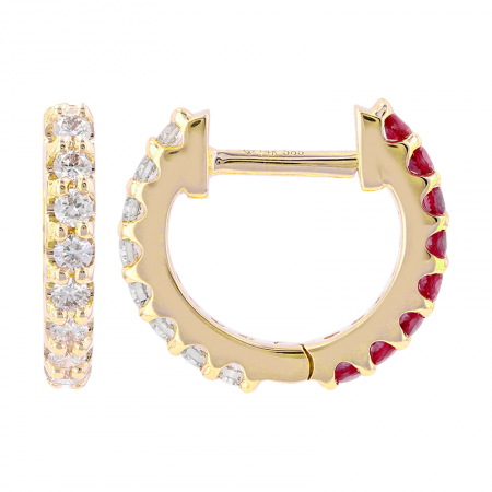 Small Half Gem Half Diamond Huggies
