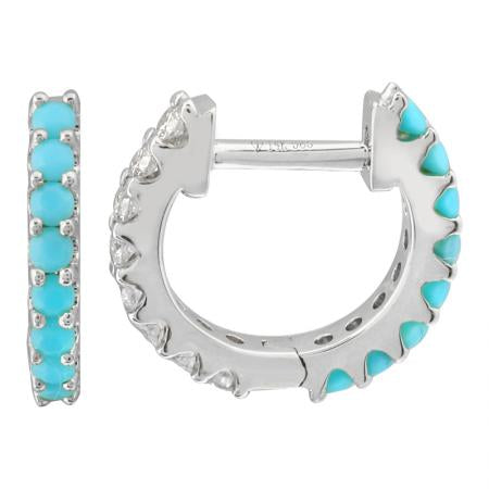 Small Half Gem Half Diamond Huggies