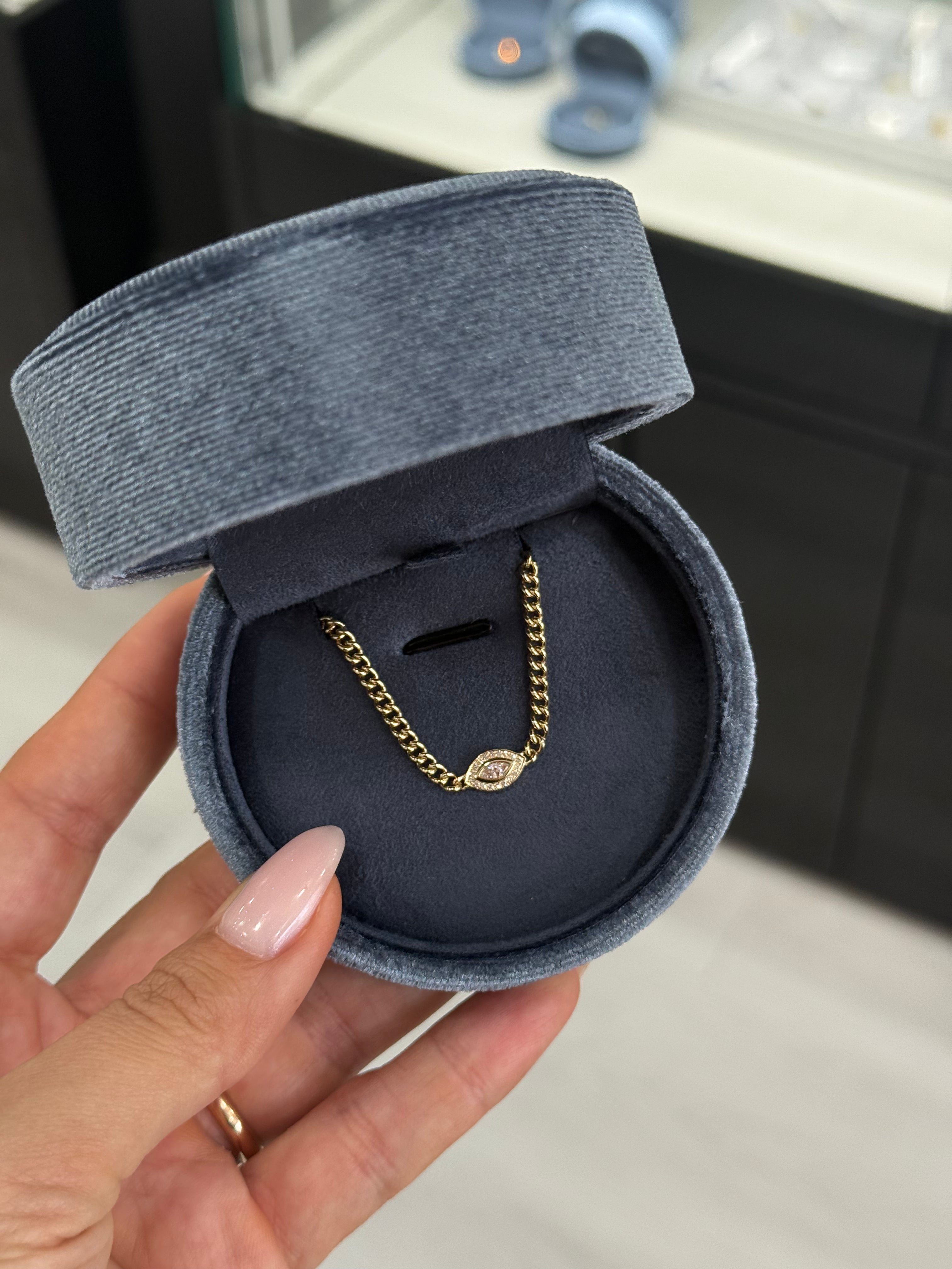 Curb Link + Marquise Evil Eye Bracelet