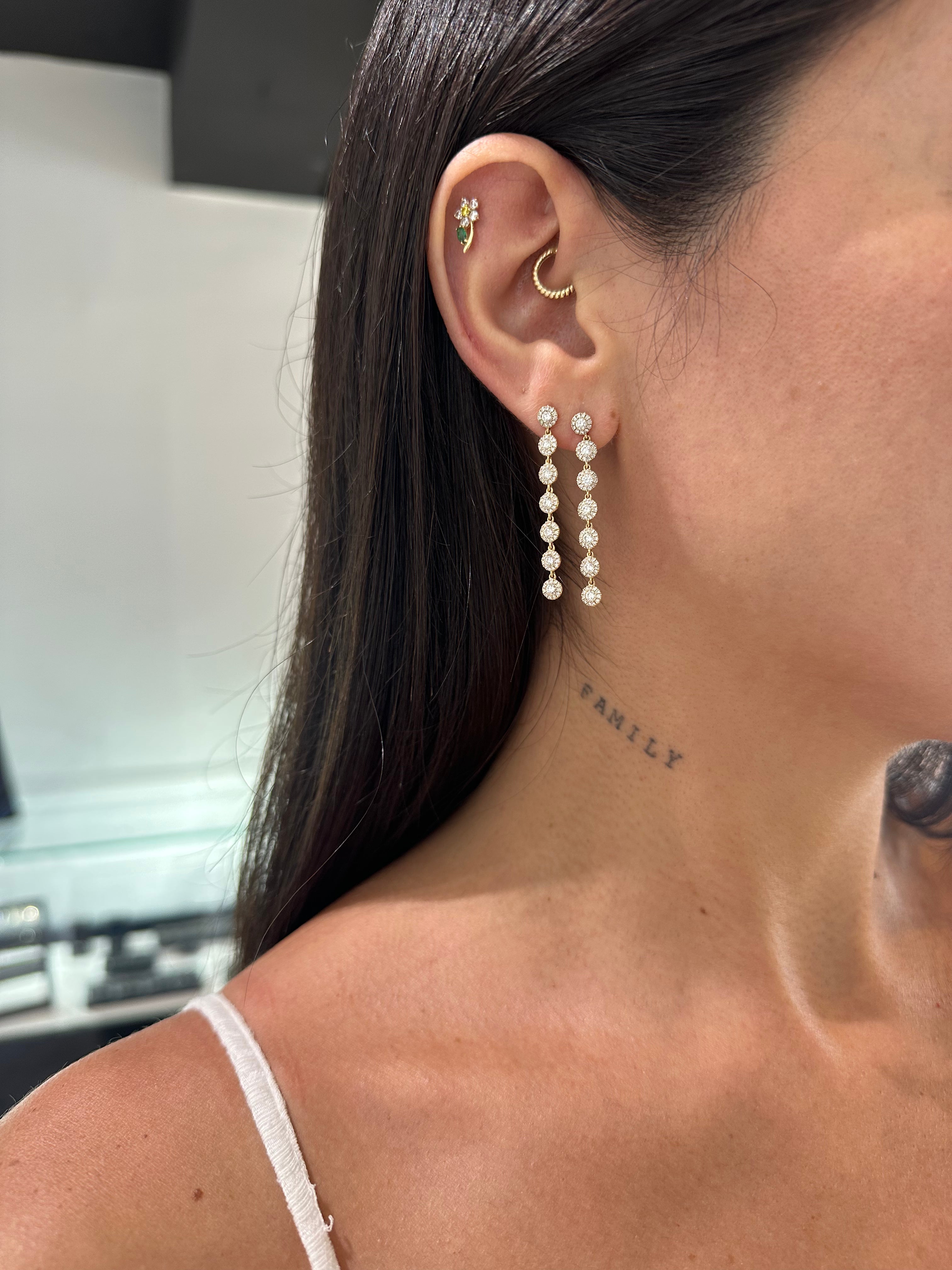 Circle Halo Drop Earrings