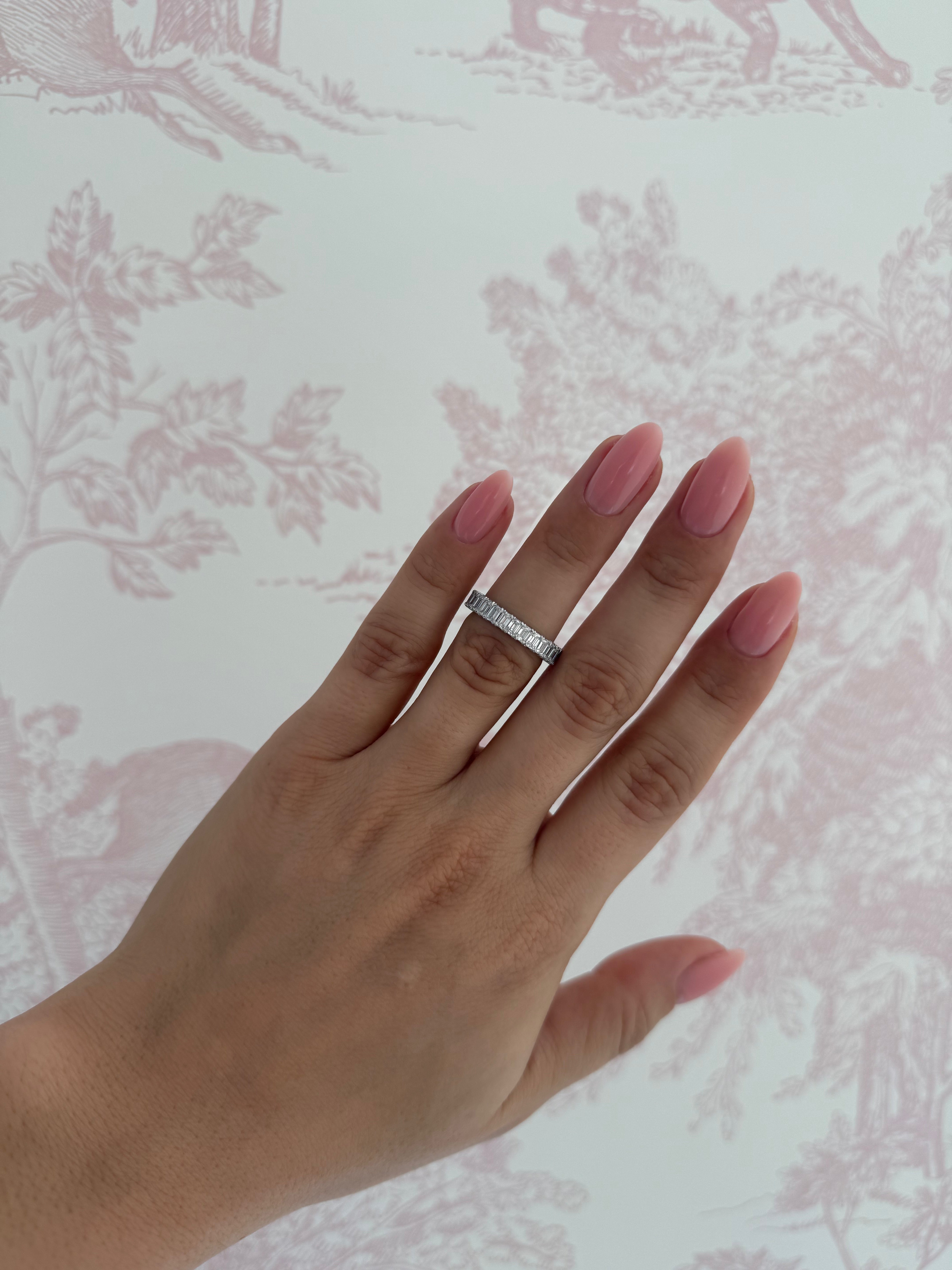 Small Emerald Diamond Eternity Band