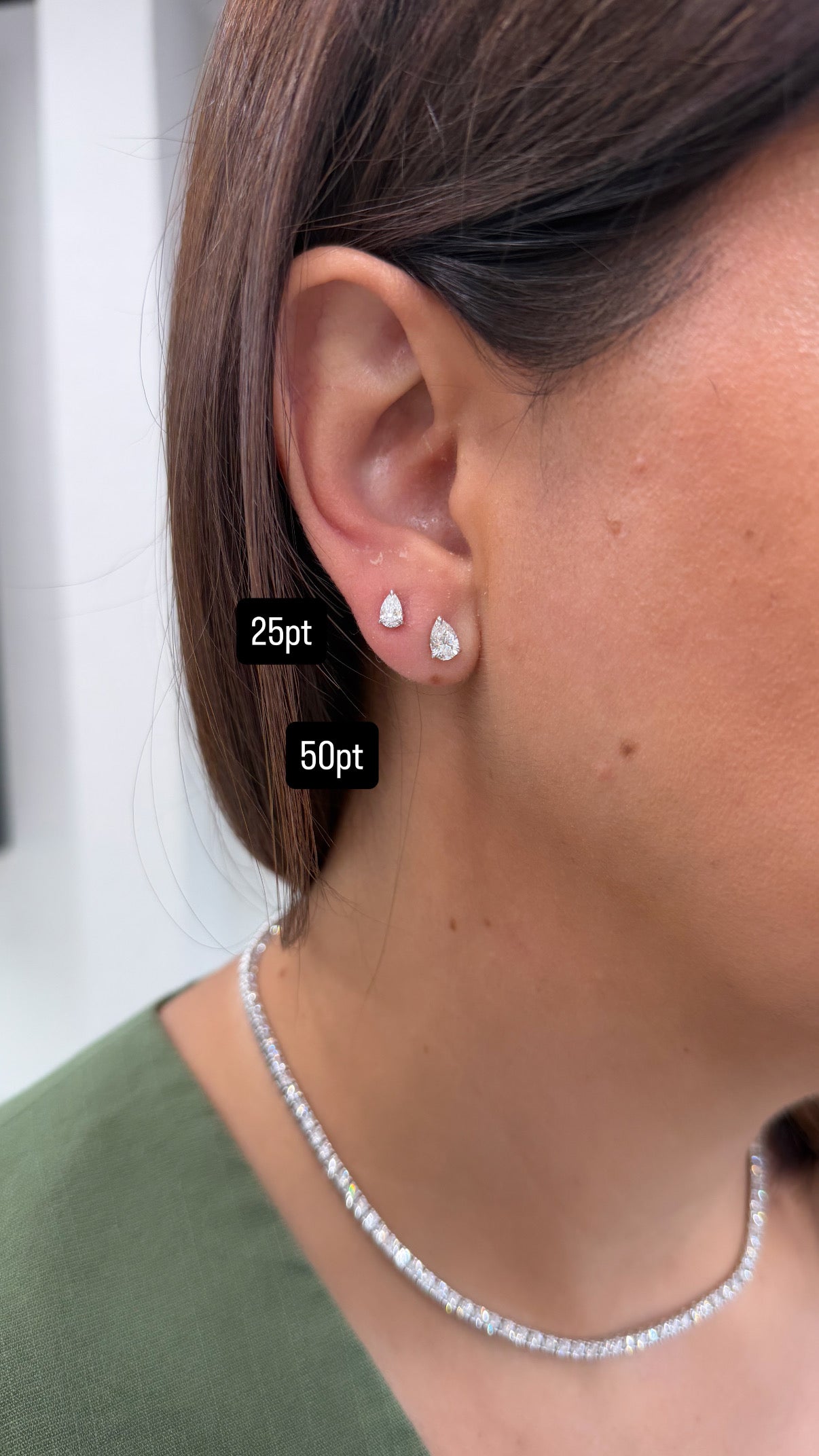 Lab Pear Diamond Studs