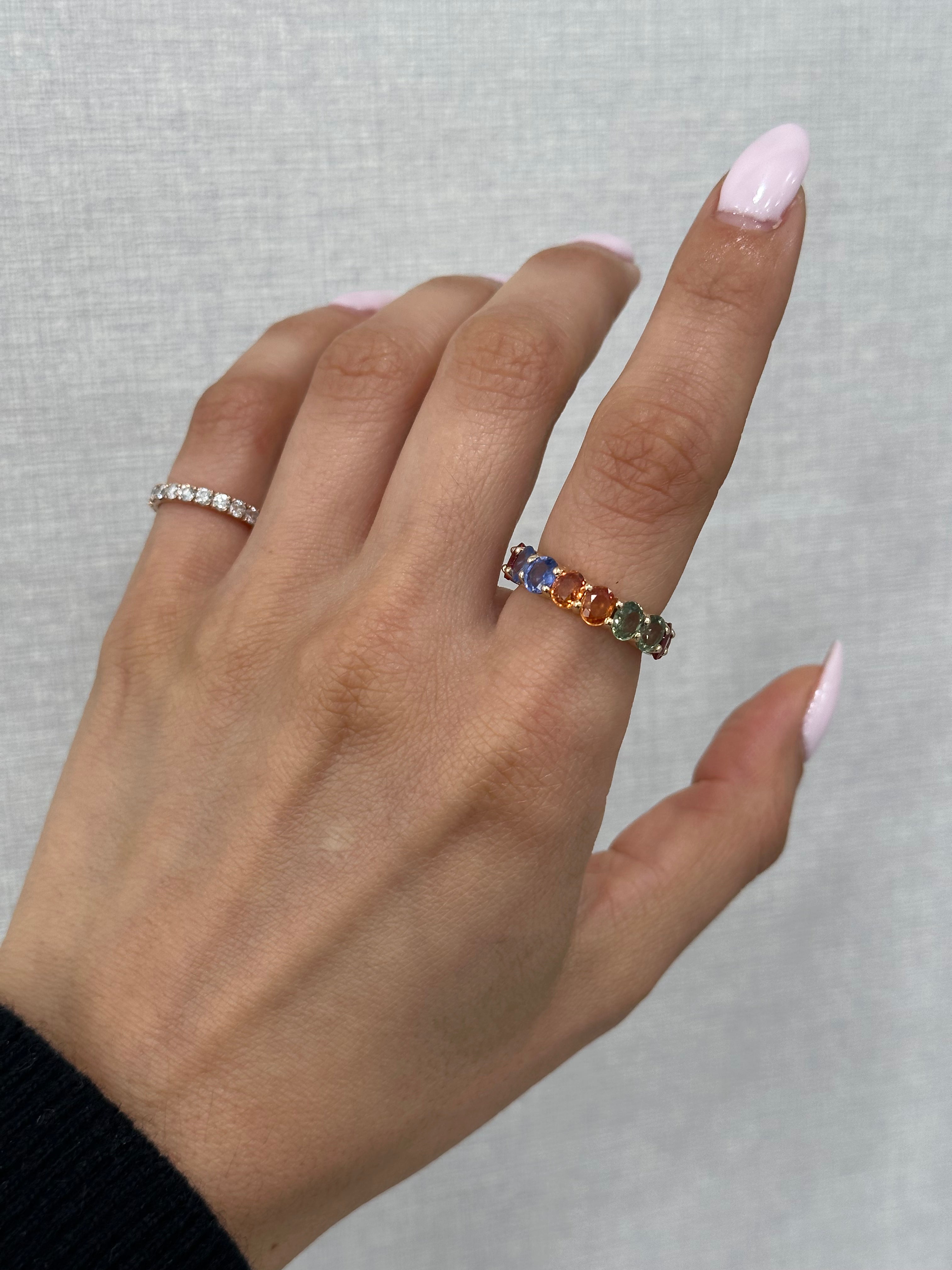 Oval MC Sapphires Eternity Band