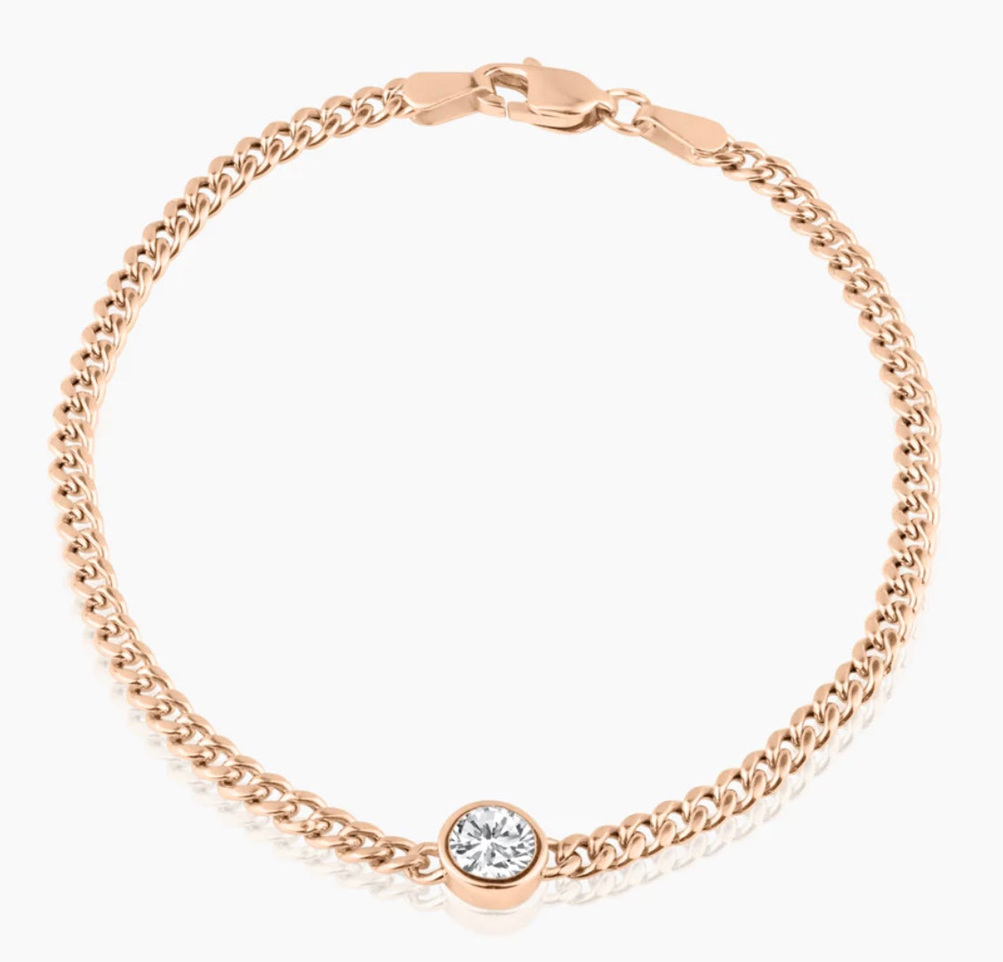 Bezel Diamond + Curb Link Bracelet