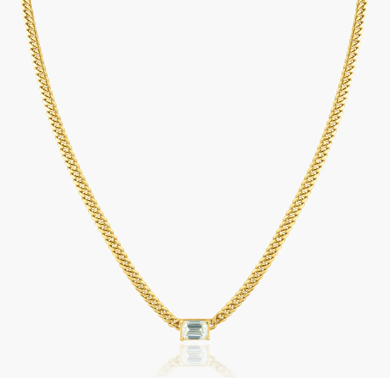 Emerald Cut + Cuban Link Necklace