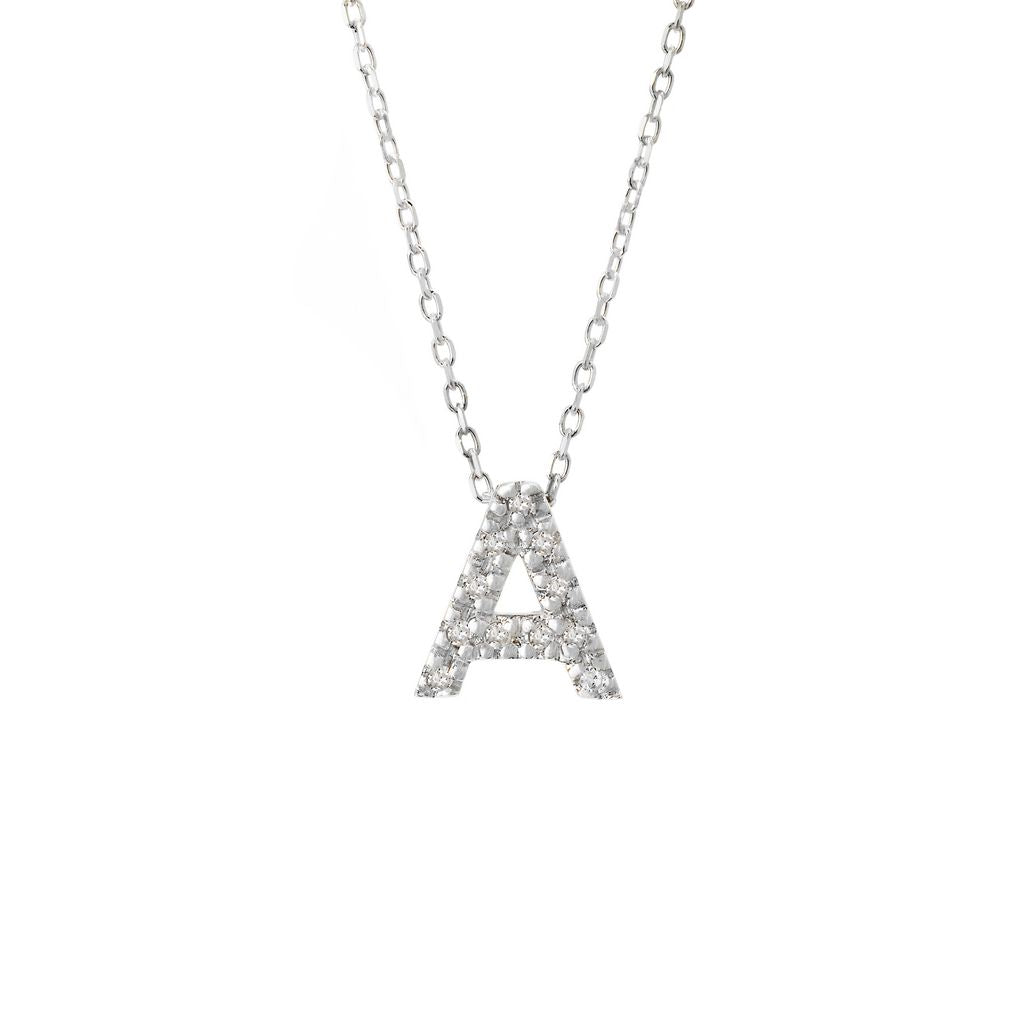 Mini Pavé Block Letter Necklace