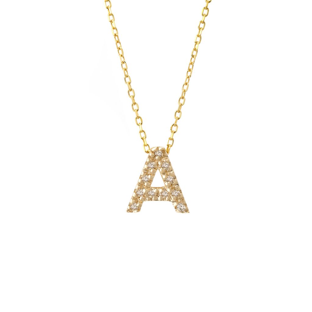 Mini Pavé Block Letter Necklace