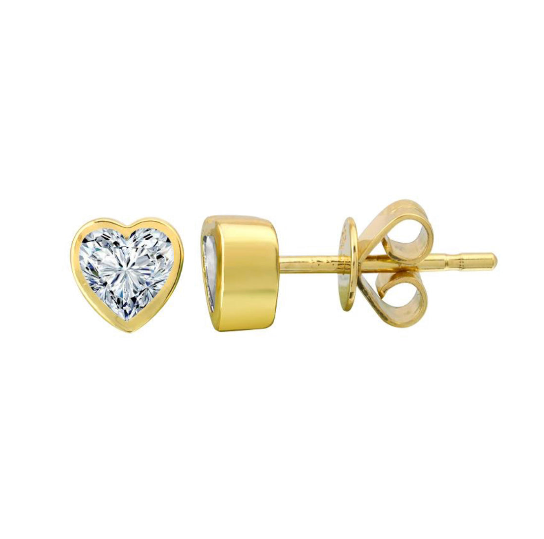 Gem Bezeled Heart Studs